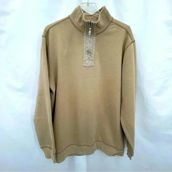 Eddie Bauer Men's Sweatshirt Tall Large Tan 1/4 Zip Closure Long Sleeve - Picture 1 of 10